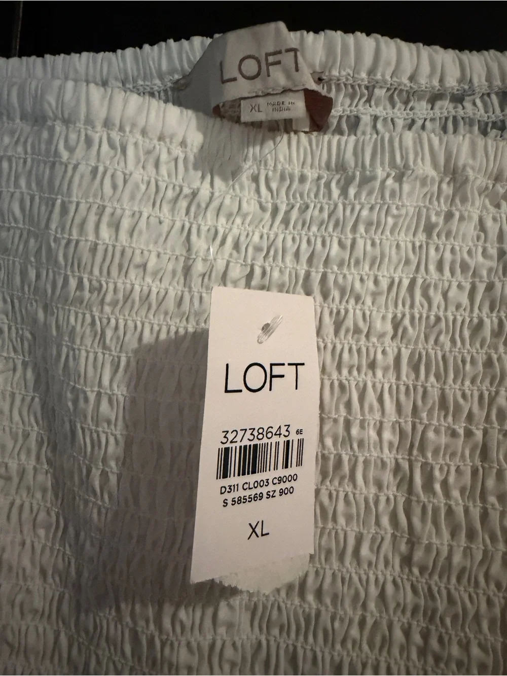 LOFT White Smocked Peplum Top with Square Neck